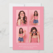 上品なシックな写真コラージュ卒業発表 招待状 (正面)