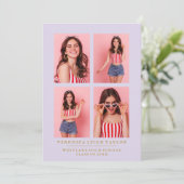 上品なシックな写真コラージュ卒業発表 招待状 (スタンド正面)