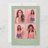 上品なシックな写真コラージュ卒業発表 招待状 (正面)