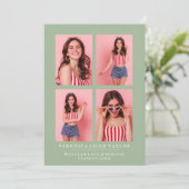 上品なシックな写真コラージュ卒業発表 招待状 (スタンド正面)