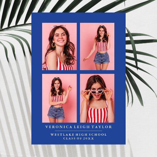 上品なシックな写真コラージュ卒業発表 招待状