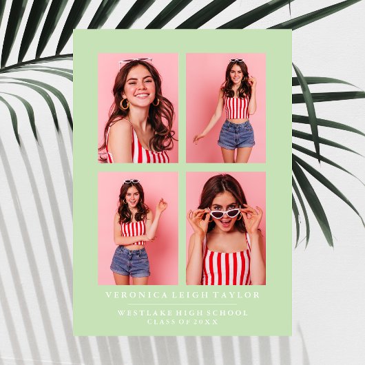 上品なシックな写真コラージュ卒業発表 招待状