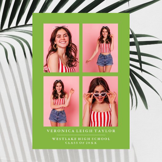 上品なシックな写真コラージュ卒業発表 招待状