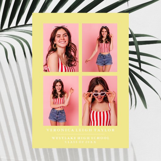 上品なシックな写真コラージュ卒業発表 招待状