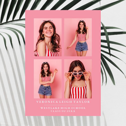 上品なシックな写真コラージュ卒業発表 招待状