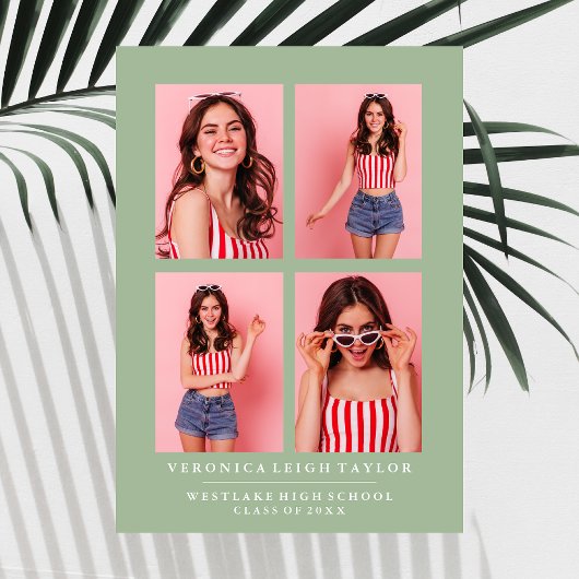 上品なシックな写真コラージュ卒業発表 招待状