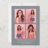 上品なシックな写真コラージュ卒業発表 招待状 (正面)