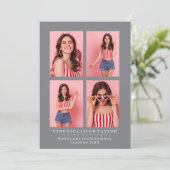 上品なシックな写真コラージュ卒業発表 招待状 (スタンド正面)