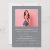 上品なシックな写真コラージュ卒業発表 招待状 (裏面)