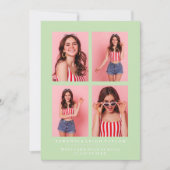 上品なシックな写真コラージュ卒業発表 招待状 (正面)