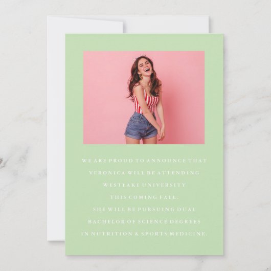 上品なシックな写真コラージュ卒業発表 招待状 (裏面)