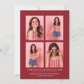 上品なシックな写真コラージュ卒業発表 招待状 (正面)