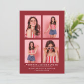 上品なシックな写真コラージュ卒業発表 招待状 (スタンド正面)