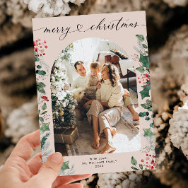 上品なシックな書道1枚の写真クリスマス シーズンカード