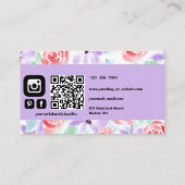 上品なシックな水色ピンクパープル開花フローリスト 名刺 (裏面)