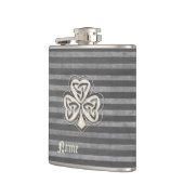 上品なシックな真珠のラッキーシャムロパーソナライズされたック フラスク (左)