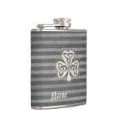 上品なシックな真珠のラッキーシャムロパーソナライズされたック フラスク (右)