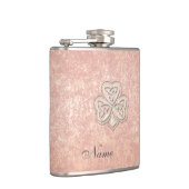 上品なシックな真珠のラッキーシャムロパーソナライズされたック フラスク (右)