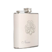 上品なシックな真珠のラッキーシャムロパーソナライズされたック フラスク (右)