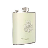 上品なシックな真珠のラッキーシャムロパーソナライズされたック フラスク (右)