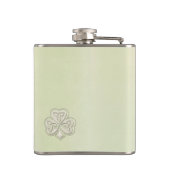 上品なシックな真珠のラッキーシャムロパーソナライズされたック フラスク (裏面)