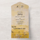 上品なシックな素朴な黄色のほこり結婚フローラの全て オールインワン招待状 (内側)