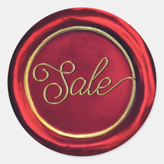 上品なシックな赤と金ゴールド販売ワックスシールステッカー ラウンドシール (正面)
