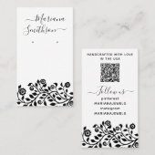 上品なシックな黒と白のイヤリングディスプレイカード 名刺 (正面/裏面)