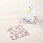上品なシックエレガントピンクウズカントリートイル スクエアペーパーコースター (インサイチュ)