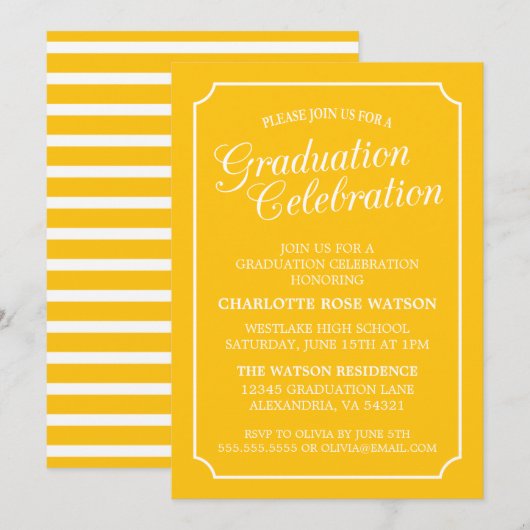 上品なシックエレガント卒業パーティー招待状 招待状 (正面/裏面)