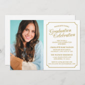 上品なシックエレガント卒業パーティー招待状 招待状 (正面/裏面)