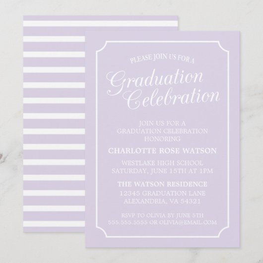 上品なシックエレガント卒業パーティー招待状 招待状 (正面/裏面)
