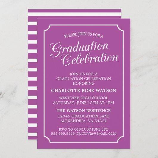 上品なシックエレガント卒業パーティー招待状 招待状 (正面/裏面)