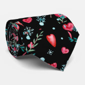 上品なシックハートとスノーフレークスバレンタインデー ネクタイ (ロール)