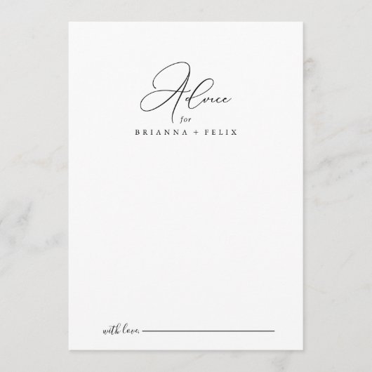 上品なシック結婚ミニマルアドバイスカード アドバイスカード (正面)