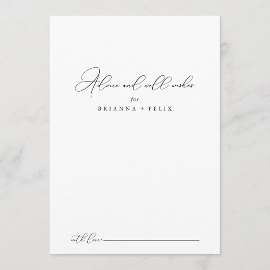 上品なシック結婚ミニマル主義の願い アドバイスカード (正面)