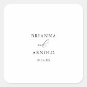 上品なシック結婚ミニマル封筒用シール スクエアシール (正面)