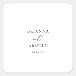 上品なシック結婚ミニマル封筒用シール スクエアシール
