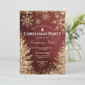 上品なシック金ゴールドグリッター企業のクリスマスパーティー 招待状 (スタンド正面)