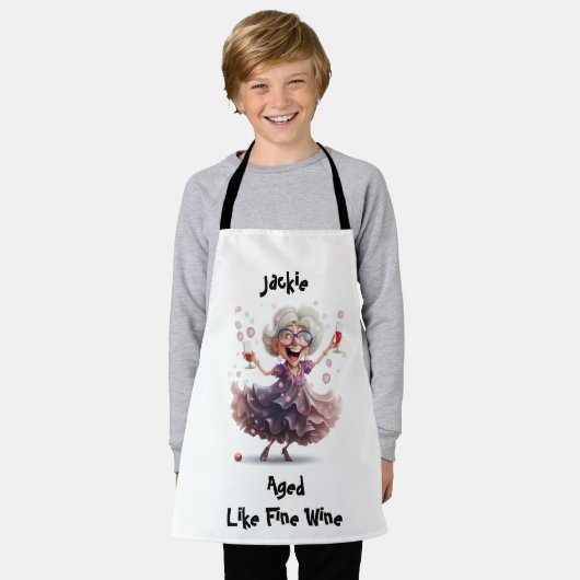 上品なシニアレディ エプロン (着用した状態)