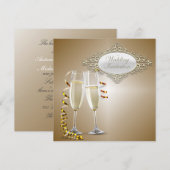 上品なシャンパングラス ウェディング招待状 招待状 (正面/裏面)