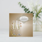 上品なシャンパングラス ウェディング招待状 招待状 (スタンド正面)