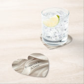 上品なシャンパンゴールド ロマンチック 偽サテン ペーパーコースター (インサイチュ)