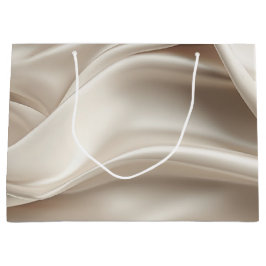 上品なシャンパンゴールド ロマンティック 偽サテン ラージペーパーバッグ