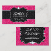 上品なショッキングピンクのダマスク織の名刺 名刺 (正面/裏面)