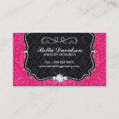 上品なショッキングピンクのダマスク織の名刺 名刺 (裏面)