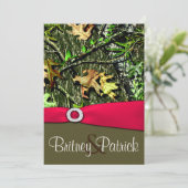 上品なショッキングピンクの狩りの迷彩柄の結婚式招待状 招待状 (スタンド正面)