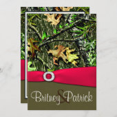 上品なショッキングピンクの狩りの迷彩柄の結婚式招待状 招待状 (正面/裏面)