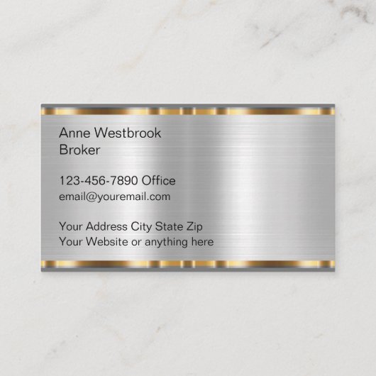 上品なシルバーと金ゴールドトーン実在エステート 名刺 (裏面)