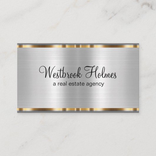 上品なシルバーと金ゴールドトーン実在エステート 名刺 (正面)